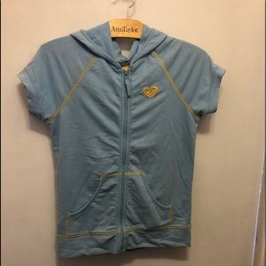 Roxy Girl blue cotton zip up short sleeve light jacket, size XL